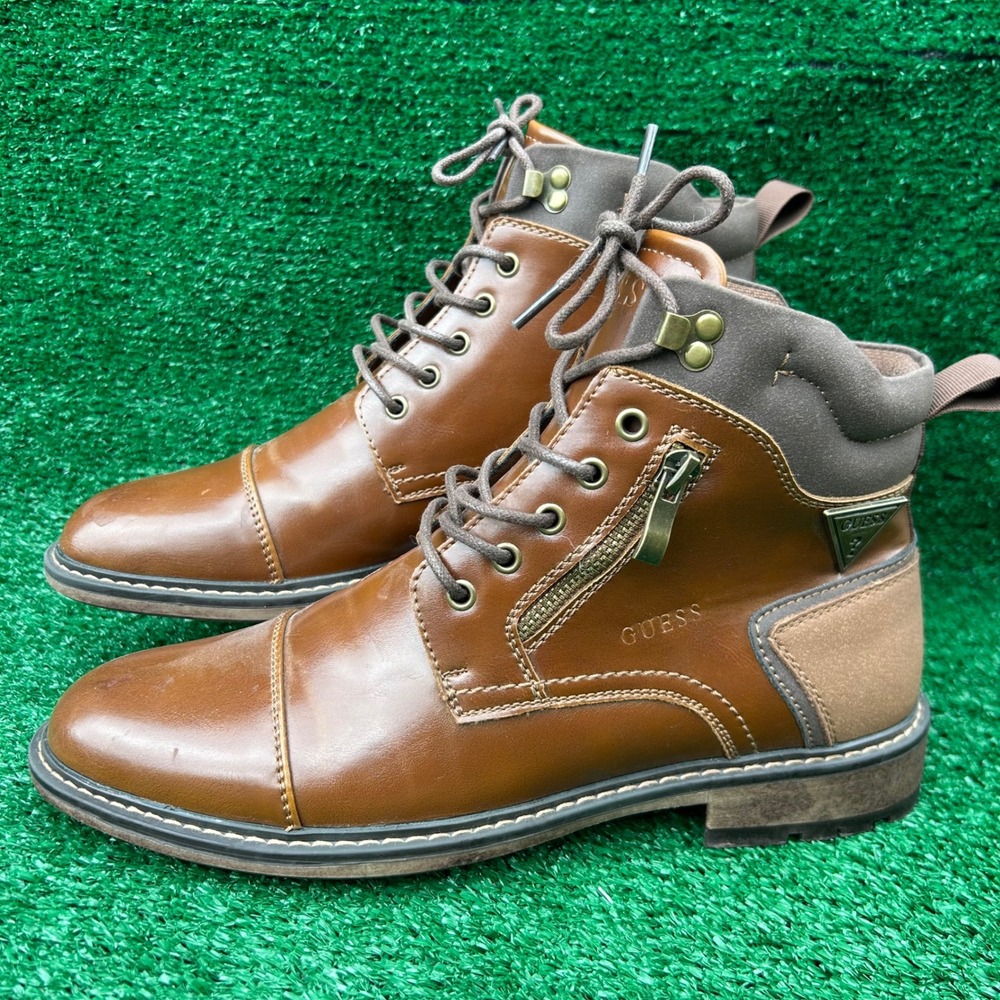 Guess GMSAMEL-R Mens Cap Toe Lace Up Boots Brown‎ Cognac Size 8M
